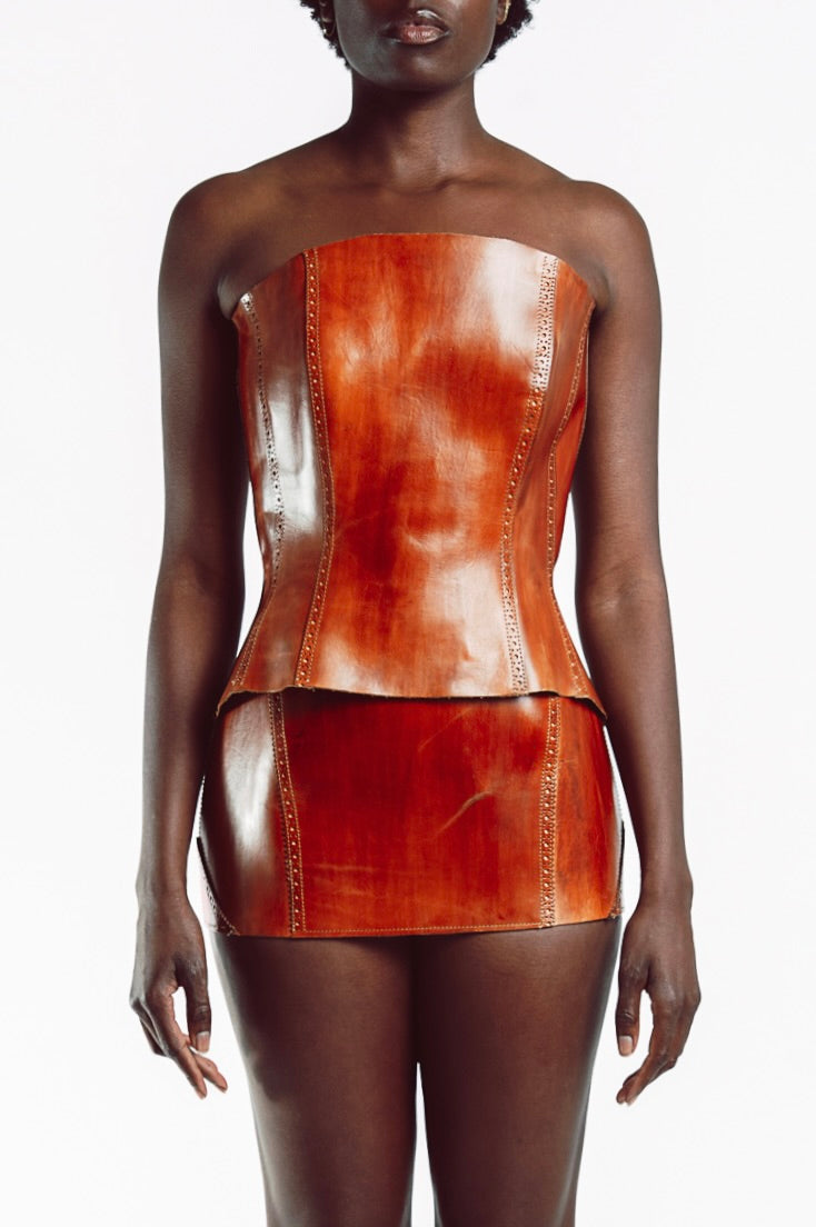 Oxford Leather Corset Top
