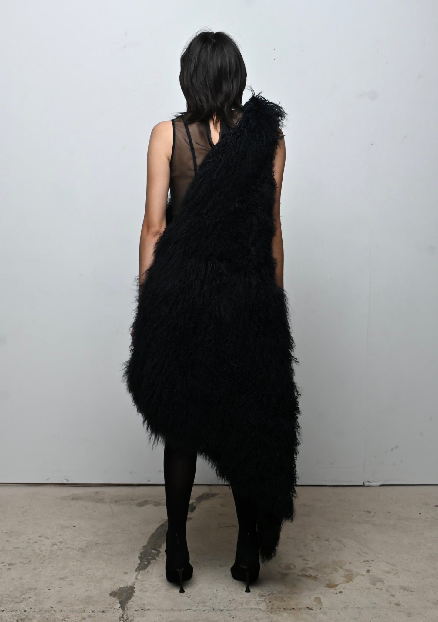 MONGOLIAN FUR WRAP COAT