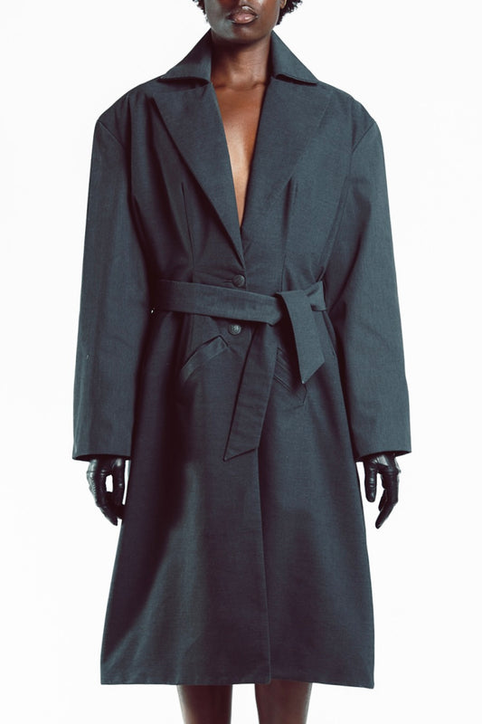 Darted Hourglass Trench Coat