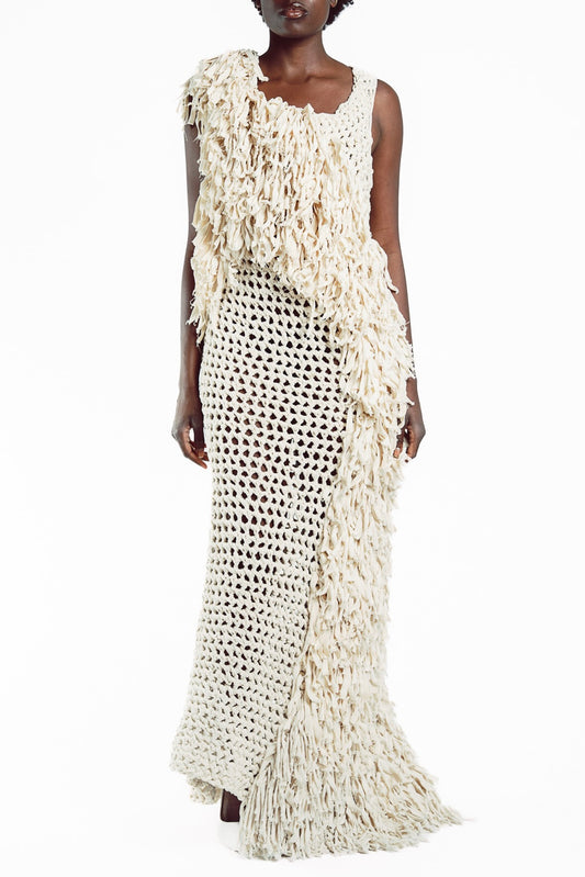 Twill Crochet Fringe Dress