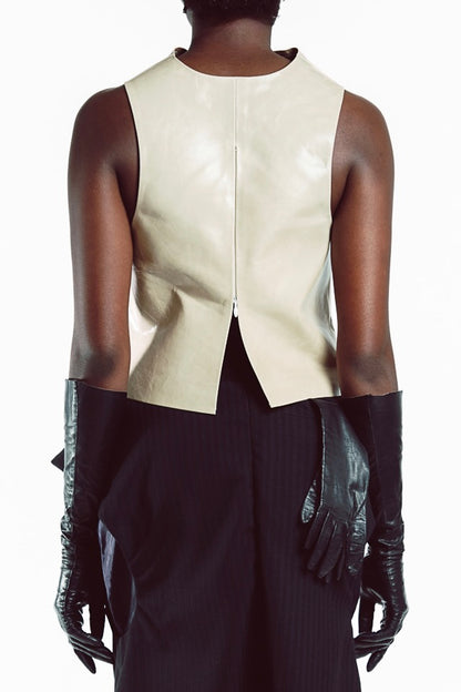Leather Sculpture Cowl Top
