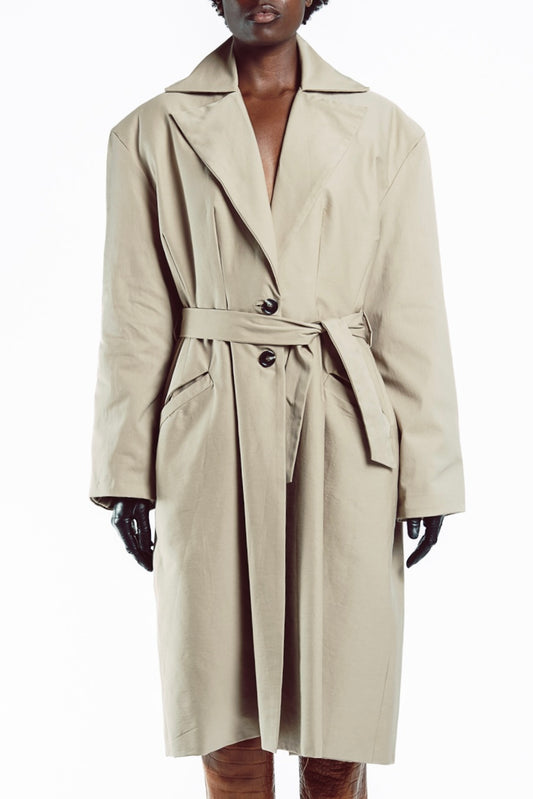 Darted Hourglass Trench Coat