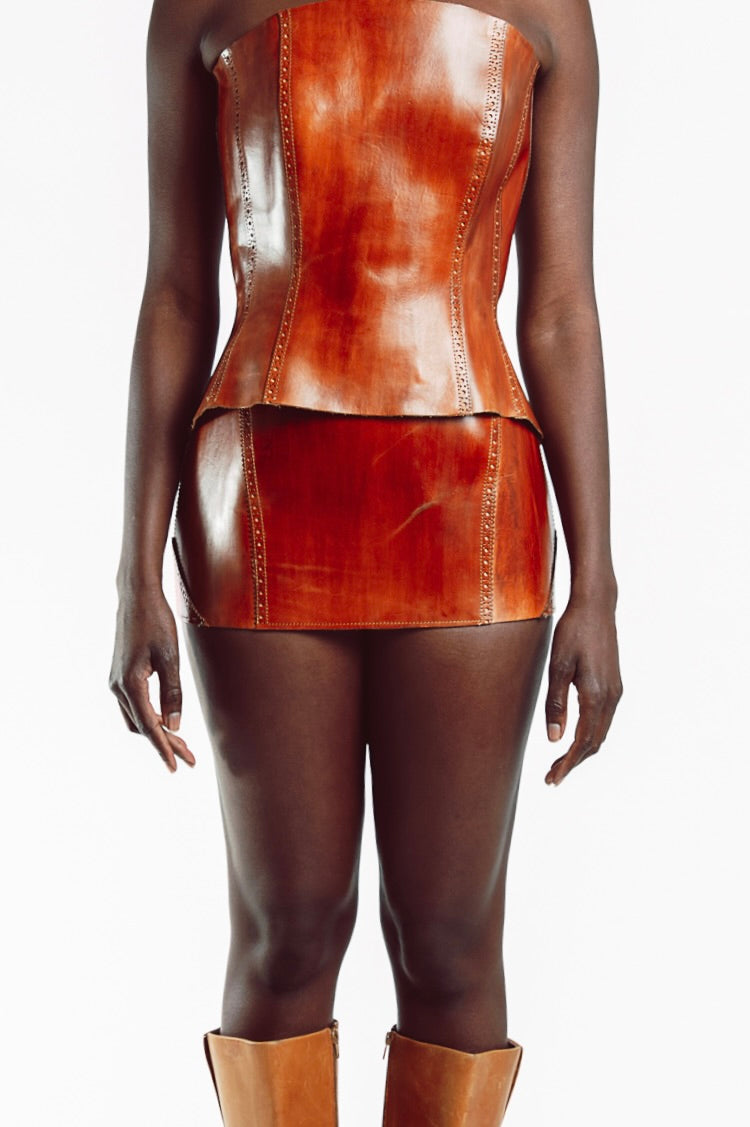 Oxford Leather Corset Skirt