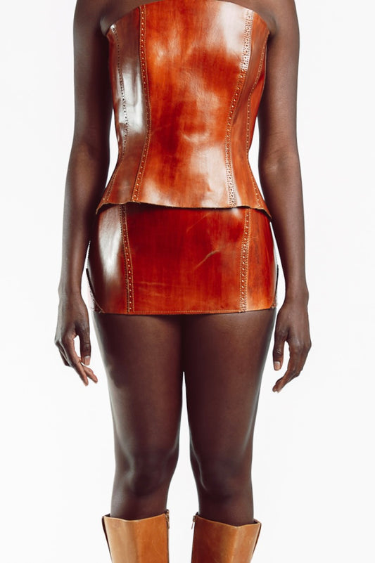 Oxford Leather Corset Skirt