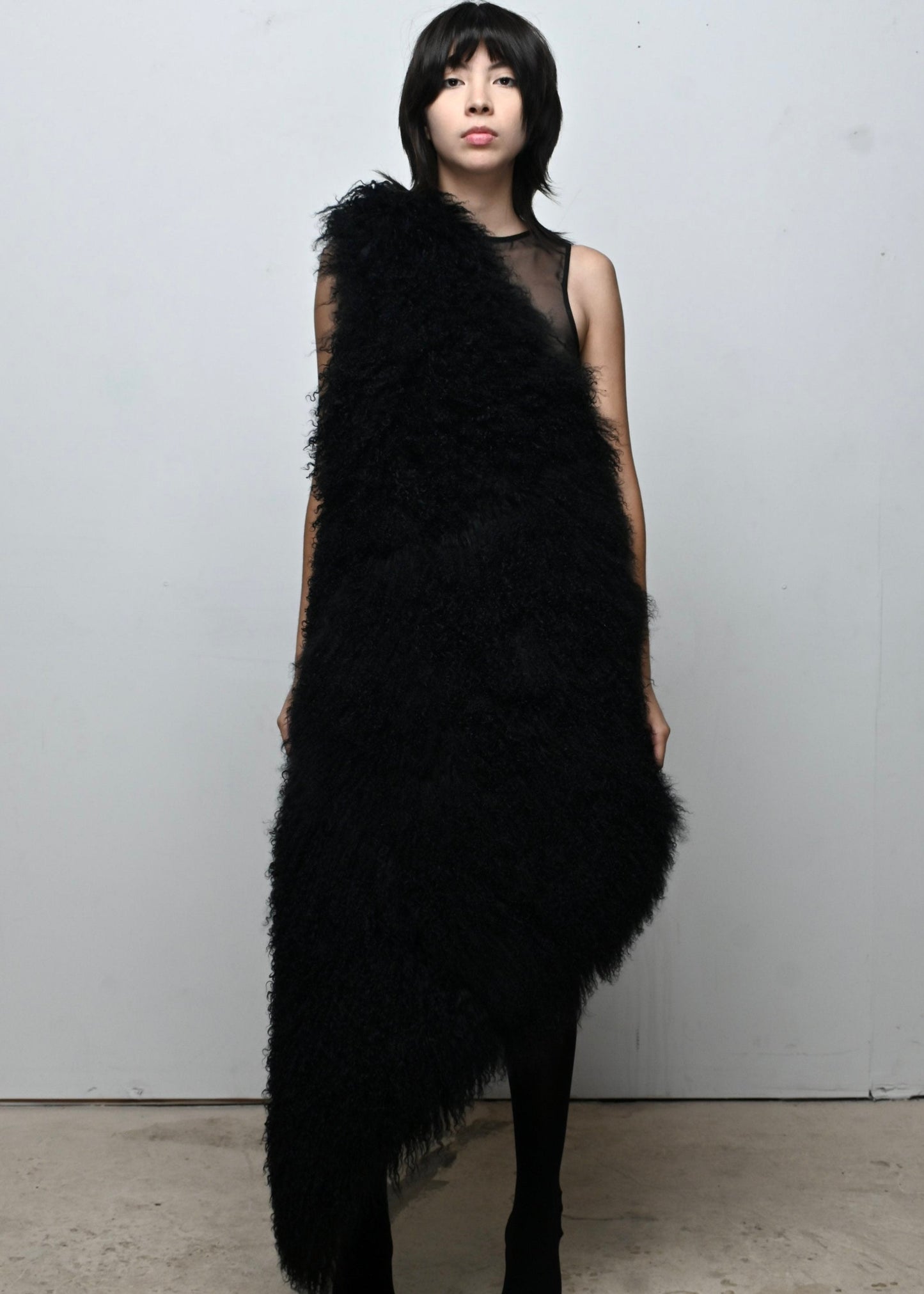 MONGOLIAN FUR WRAP COAT