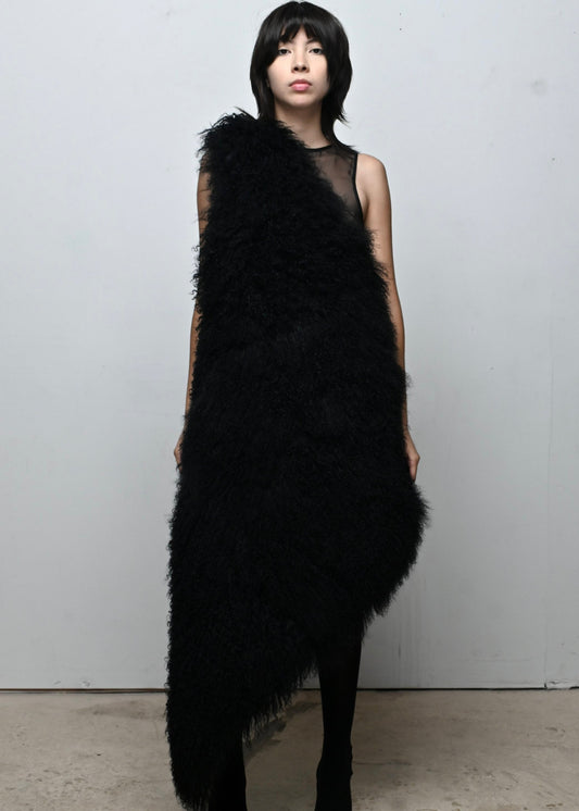 MONGOLIAN FUR WRAP COAT